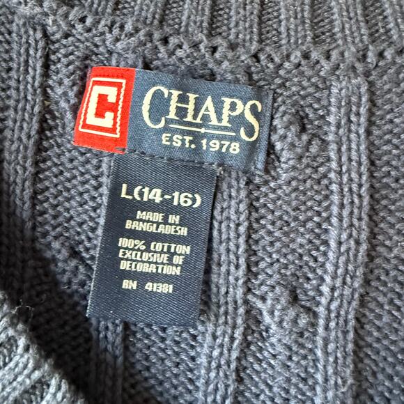 Chaps Youth Boys Navy Blue Sweater Vest V-Neck Large 14-16 - Picture 6 of 7